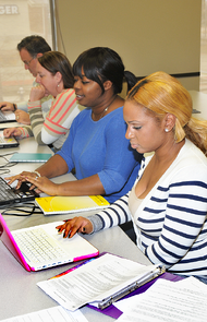 Paralegal students hard at work.  Paralegal day classes.